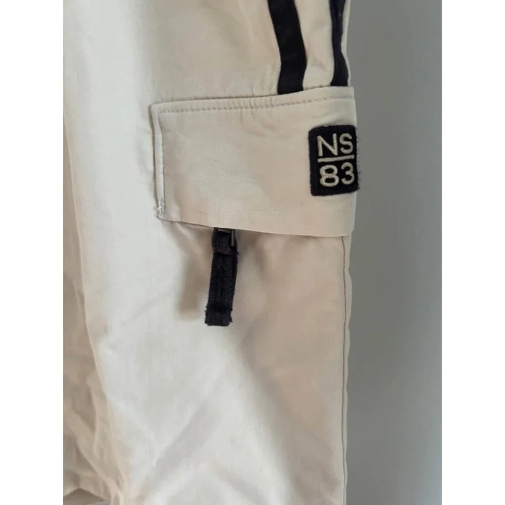 NWT Nautica Men's XXL Beige Nylon Cargo Utility Shorts Elastic Waist Gym